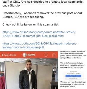 Luca Giorgio — Luca Jackets Is A Scam Artist/ Predator