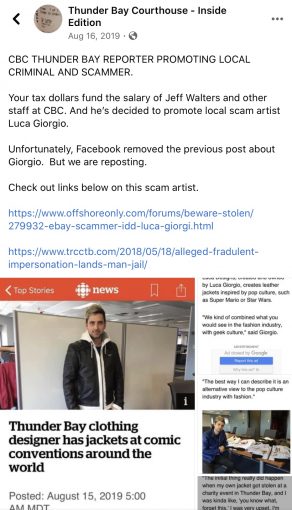 Luca Giorgio — Luca Jackets Is A Scam Artist/ Predator